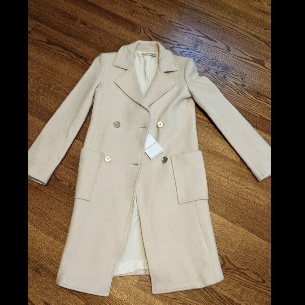 Balenciaga Cream Double-Breasted Coat